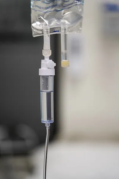 An IV line prepared for sedation at Smile! San Francisco